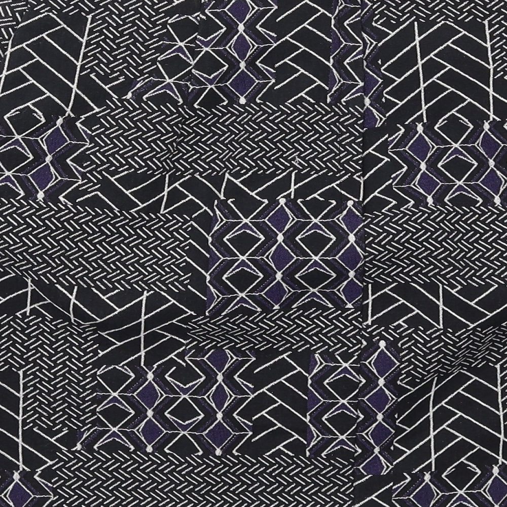 New Look Womens Black Geometric Polyester A-Line Skirt Size 8 Zip