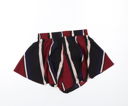 PRETTYLITTLETHING Womens Multicoloured Striped Polyester Hot Pants Shorts Size 8 Regular Pull On