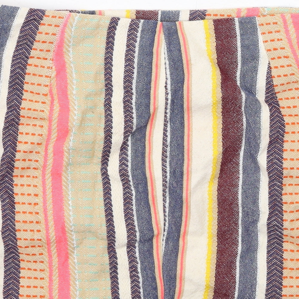 H&M Womens Multicoloured Striped Cotton Mini Skirt Size 14 Zip
