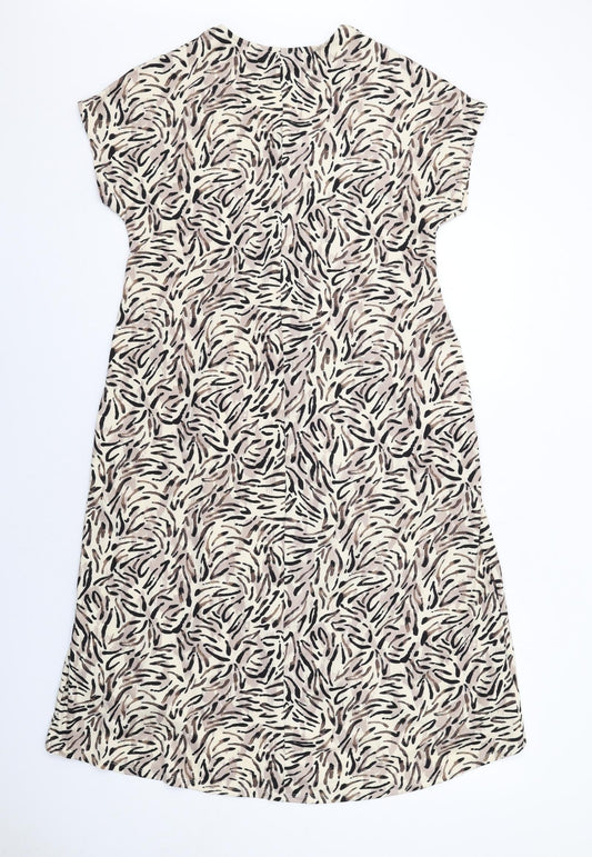 Capsule Womens Beige Geometric Polyester A-Line Size 10 V-Neck Pullover