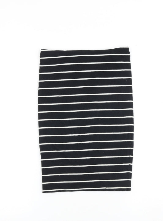 H&M Womens Black Striped Cotton Bandage Skirt Size XS