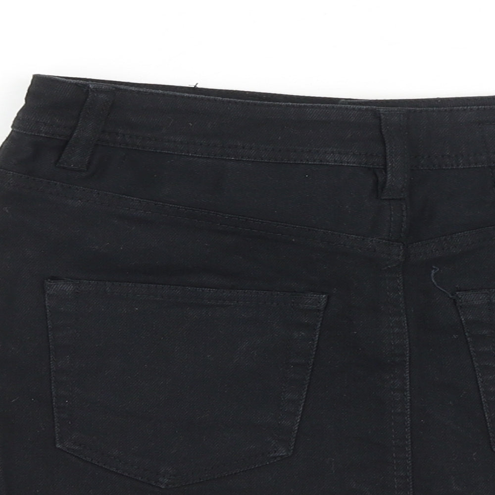 H&M Womens Black Cotton A-Line Skirt Size 6 Zip