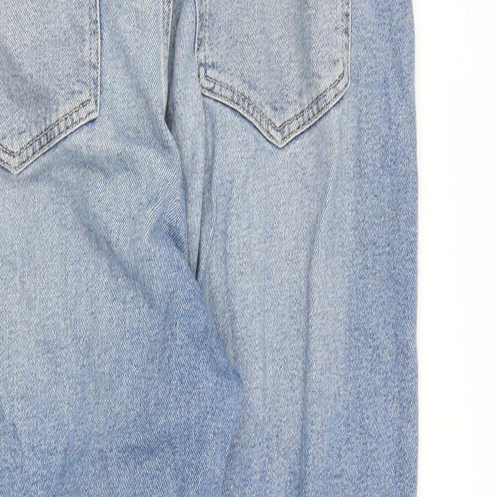 Hollister Womens Blue Cotton Tapered Jeans Size 31 in L27 in Regular Zip - Raw Hem