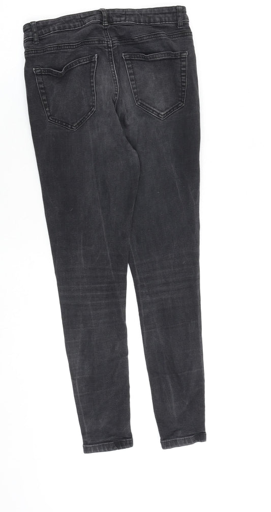 Denim & Co. Womens Grey Cotton Skinny Jeans Size 10 L26 in Regular Zip