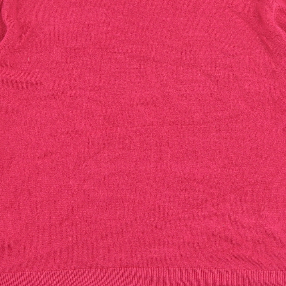Marks and Spencer Womens Pink Round Neck Acrylic Pullover Jumper Size 14