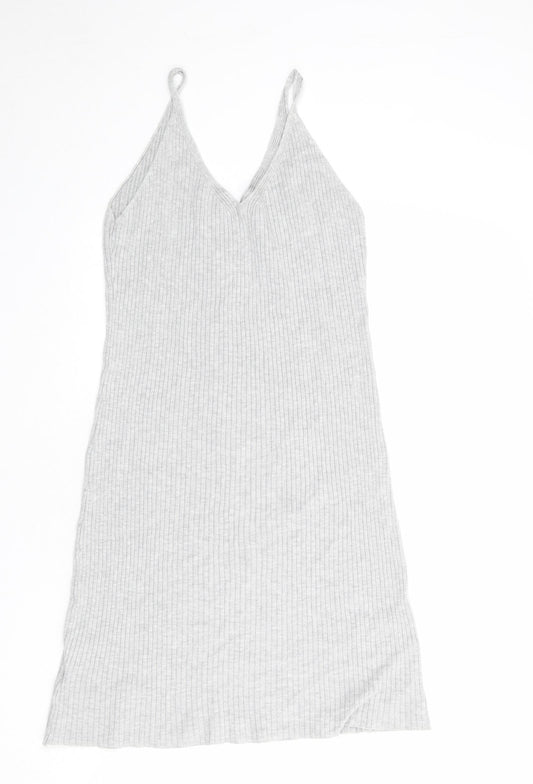 Divided by H&M Womens Grey Acrylic Tank Dress Size 14 V-Neck Pullover - Ribbed