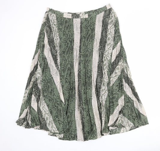 Principles Womens Green Geometric Polyester Swing Skirt Size 14 Zip - Snakeskin pattern