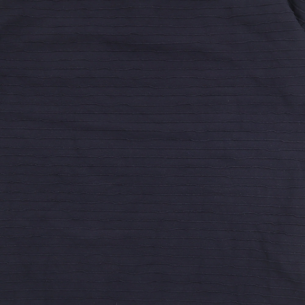 French Connection Womens Blue Cotton Shift Size L V-Neck Pullover - Textured