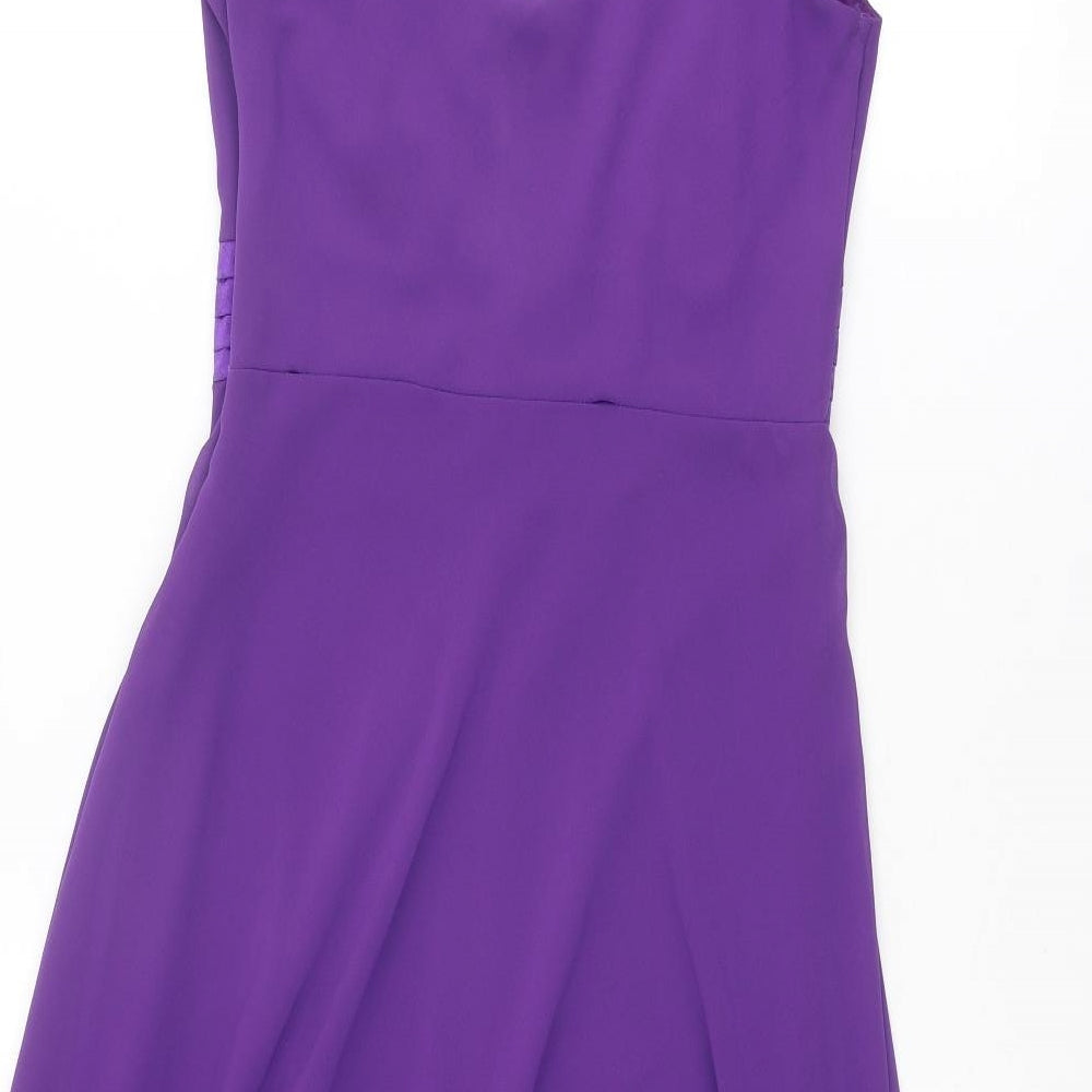 Debenhams Womens Purple Polyester A-Line Size 10 V-Neck Zip