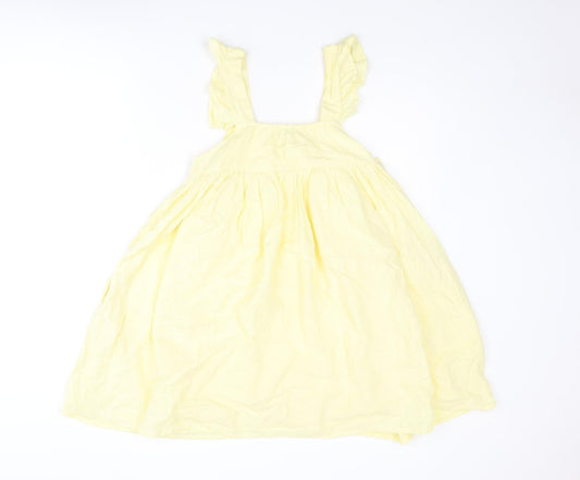 In the Style Womens Yellow Cotton A-Line Size 8 Square Neck Pullover