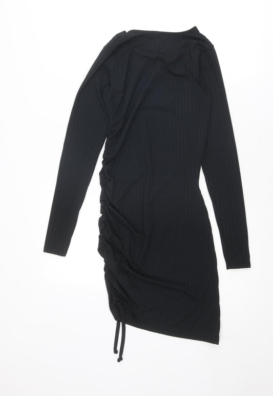 Boohoo Womens Black Polyester Bodycon Size 10 Round Neck Pullover