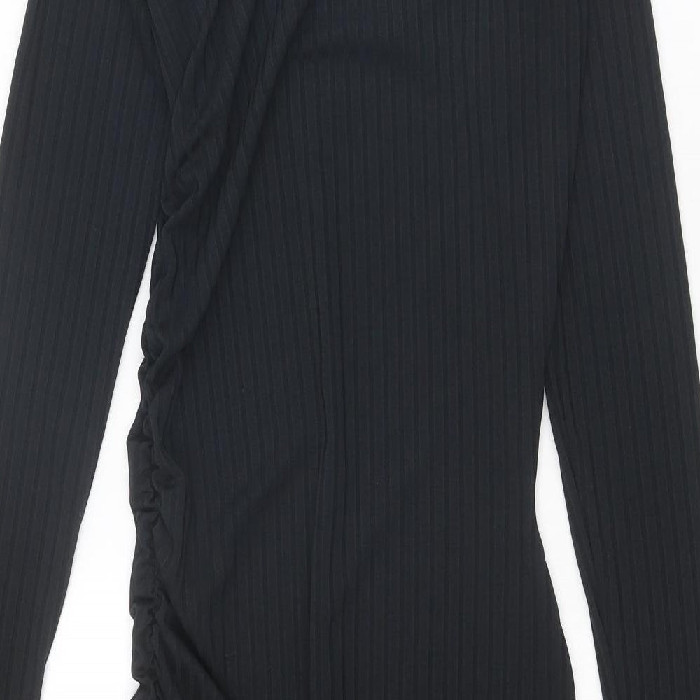 Boohoo Womens Black Polyester Bodycon Size 10 Round Neck Pullover