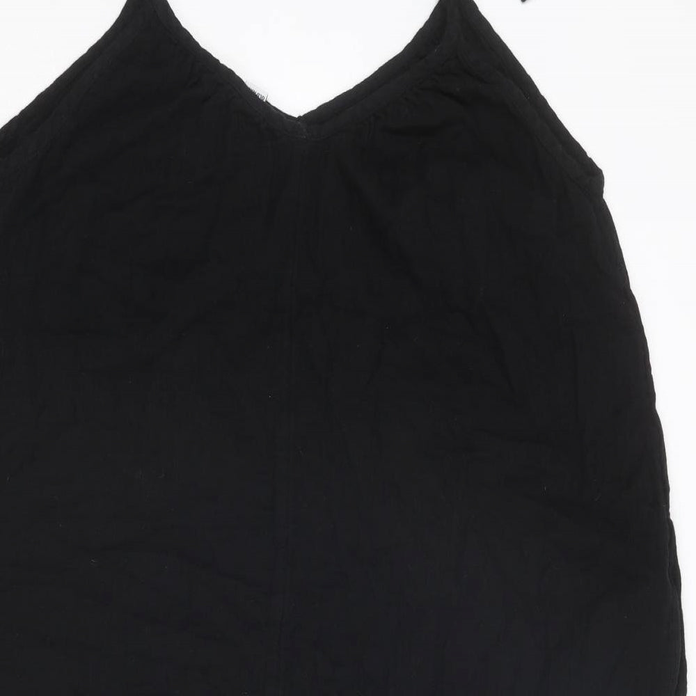 Old Navy Womens Black Cotton Tank Dress Size M V-Neck Tie