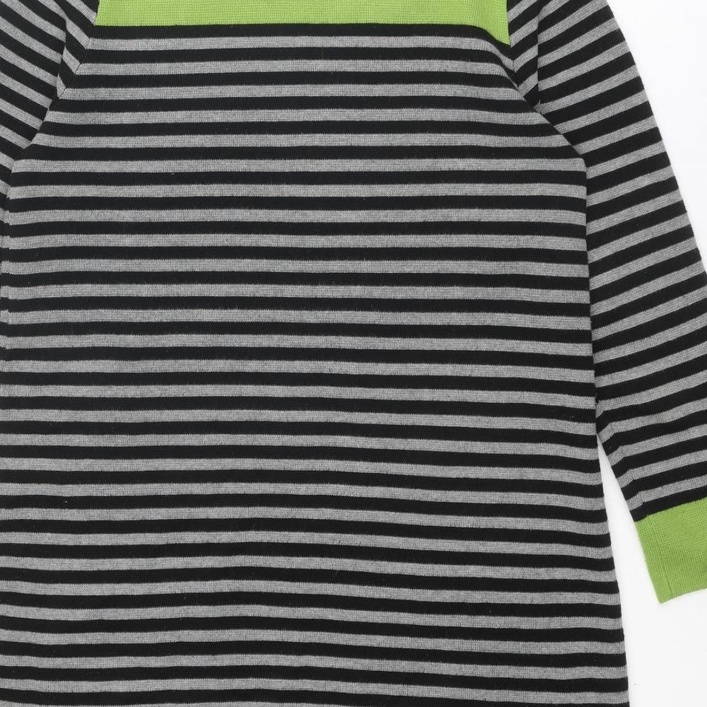 Dickens & Jones Womens Multicoloured Striped Acrylic Jumper Dress Size 14 Boat Neck Pullover
