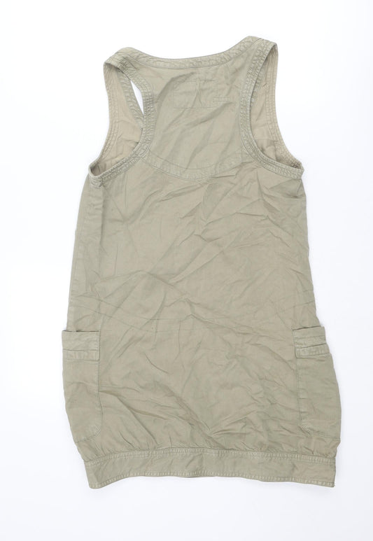 Back view of River Island women’s green cotton mini, size UK 10, scoop neck pullover