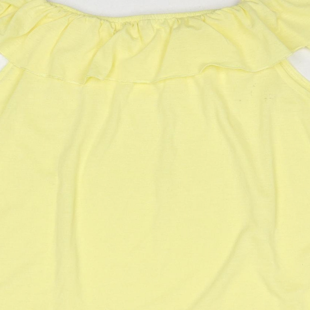 H&M Girls Yellow Cotton Basic Tank Size 11-12 Years Off the Shoulder Pullover