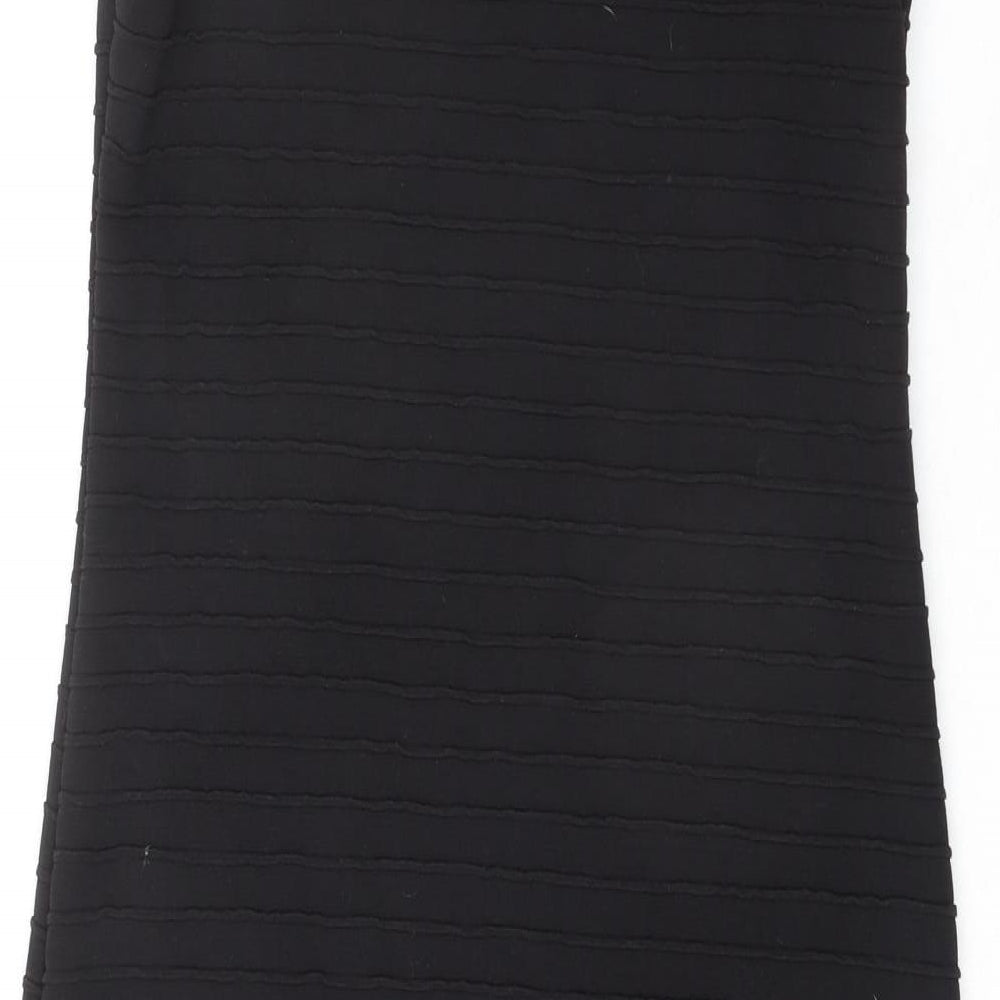 Dorothy Perkins Womens Black Polyester Bodycon Size 12 Mock Neck Zip - Textured