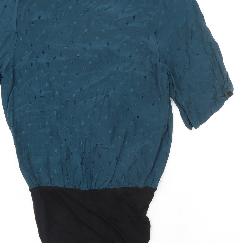 New Look Womens Green Viscose Bodysuit One-Piece Size 12 Snap