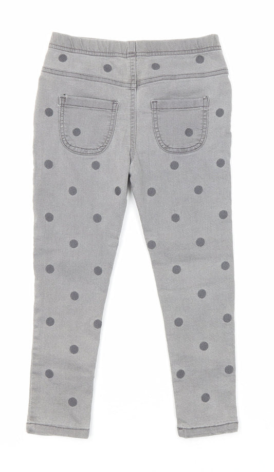 Marks and Spencer Girls Grey Polka Dot Cotton Jegging Jeans Size 5-6 Years Regular Pullover