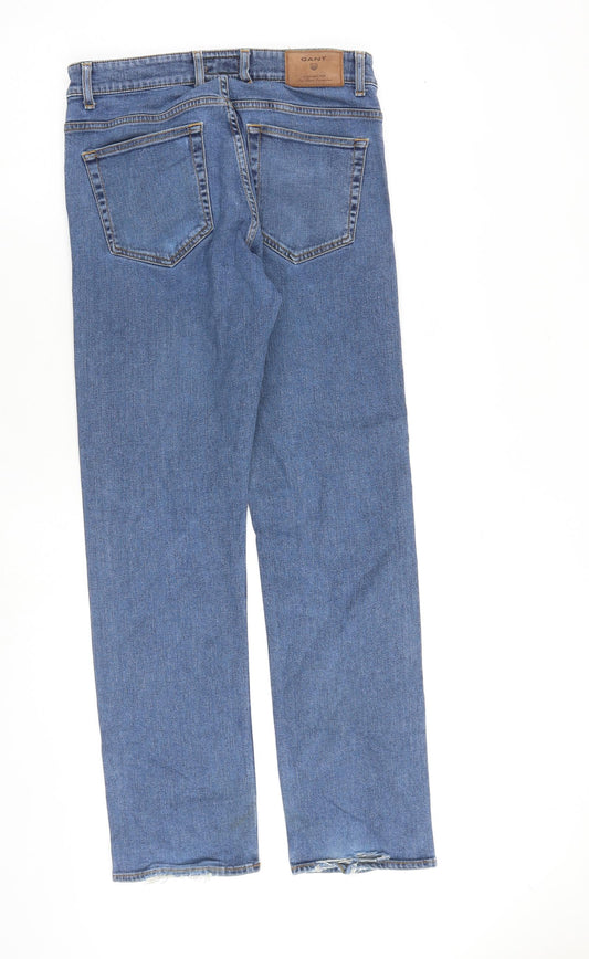 GANT Mens Blue Cotton Straight Jeans Size 30 in L32 in Slim Zip