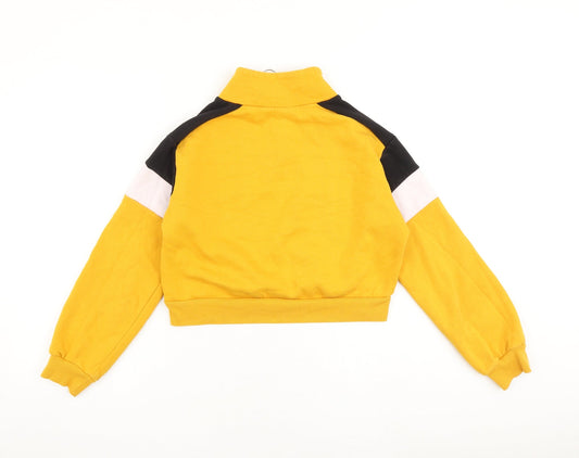 H&M Womens Yellow Colourblock Cotton Pullover Sweatshirt Size XS Zip