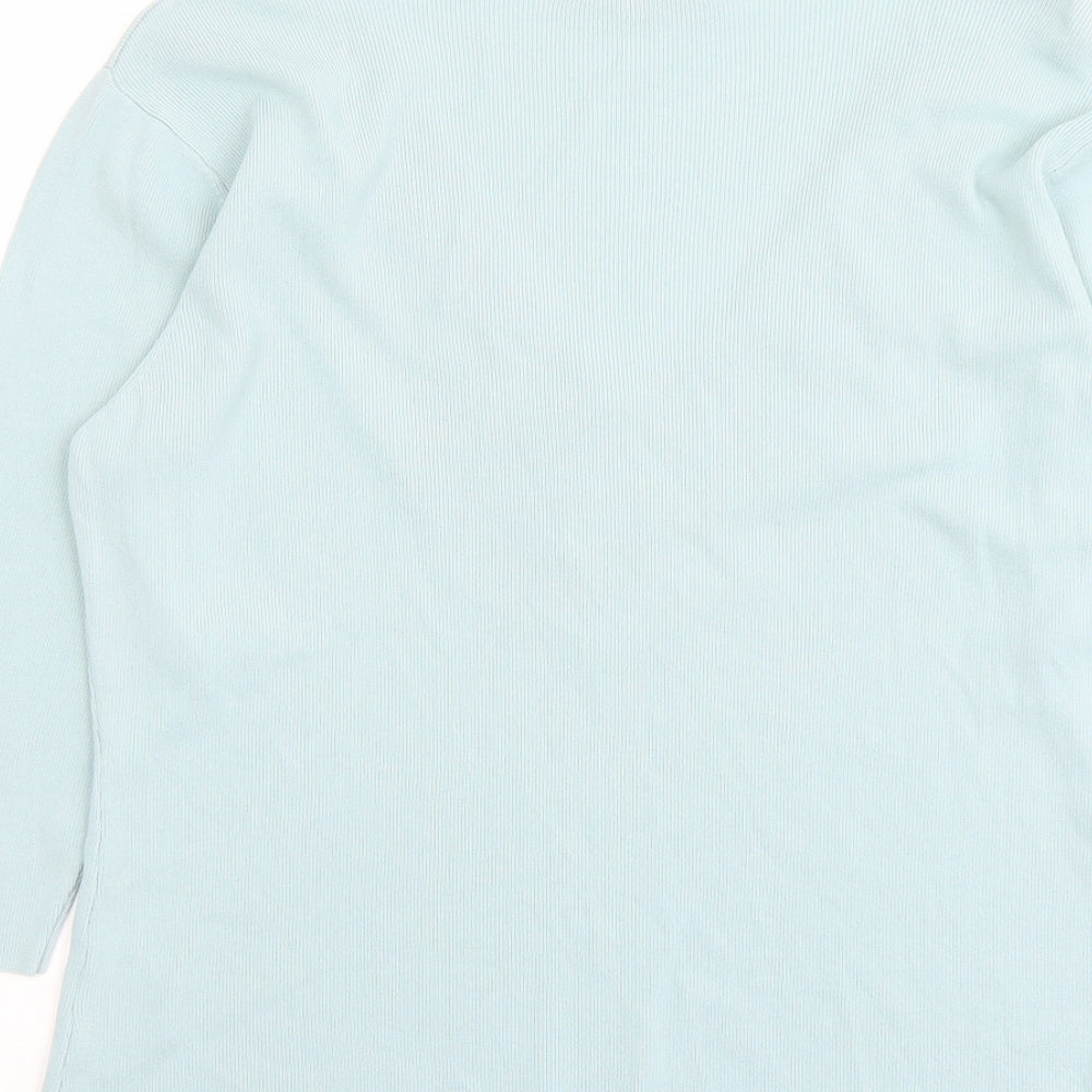 Karen Scott Womens Green V-Neck Nylon Pullover Jumper Size 12