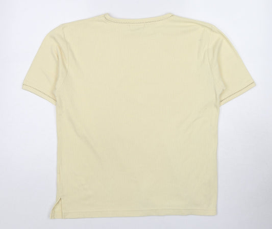 Womens UK Size S Mackays Yellow Basic T-Shirt