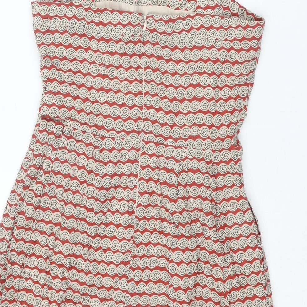 Great Plains London Womens Multicoloured Geometric Cotton A-Line Size XS Square Neck Zip