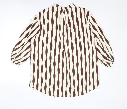 Womens UK Size 12 NEXT Brown Basic Button-Up