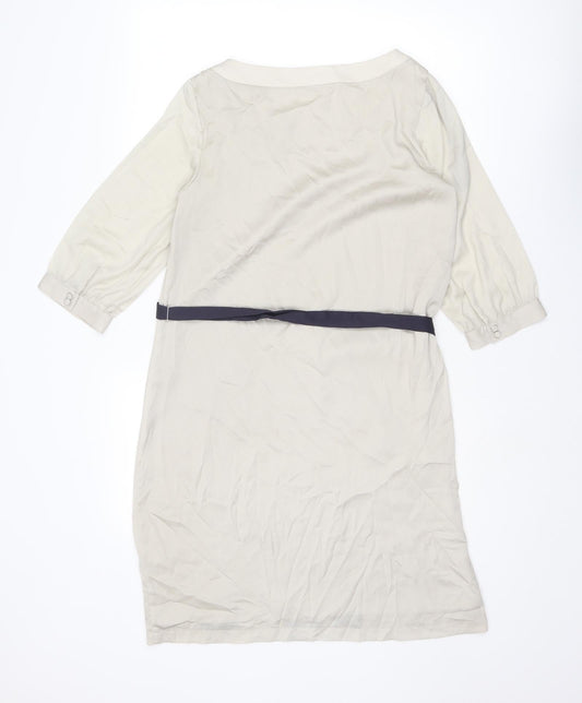 H&M Womens Grey Floral Polyester Shift Size 8 Boat Neck Pullover