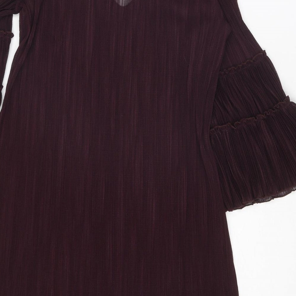 NEXT Womens Purple Polyester A-Line Size 12 V-Neck Pullover