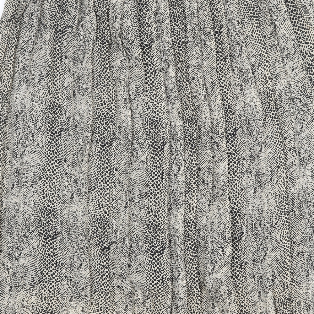 C&A Womens Beige Animal Print Polyester Pleated Skirt Size 16 - Snakeskin pattern