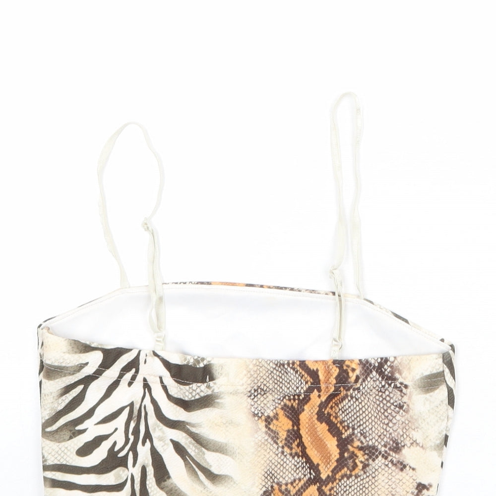 Quiz Womens Multicoloured Geometric Polyester Cropped Tank Size 10 Square Neck