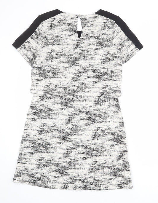 Oasis Womens Ivory Geometric Cotton Shift Size M Round Neck Pullover