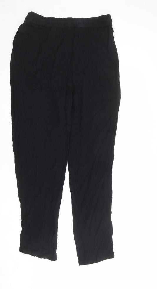 Marks and Spencer Womens Black Viscose Trousers Size 12 L30 in Regular
