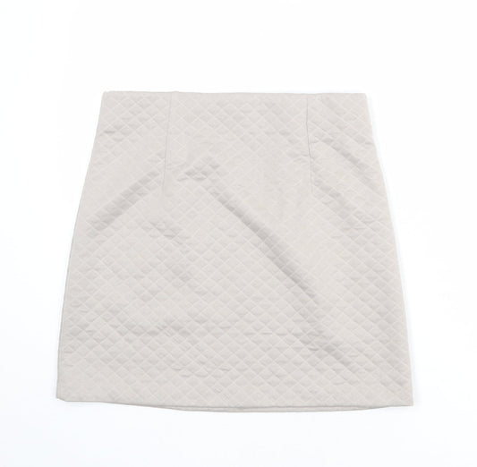 Marks and Spencer Womens Beige Argyle/Diamond Polyester A-Line Skirt Size 12