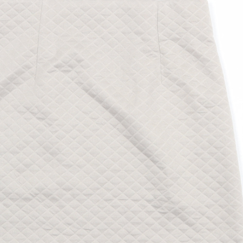 Marks and Spencer Womens Beige Argyle/Diamond Polyester A-Line Skirt Size 12
