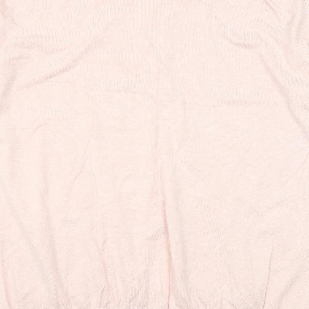 Anthology Womens Pink Round Neck Viscose Pullover Jumper Size 16 - Size 16-18 Lace Trim