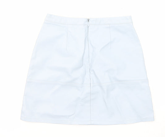 New Look Womens Blue Polyurethane A-Line Skirt Size 8 Zip