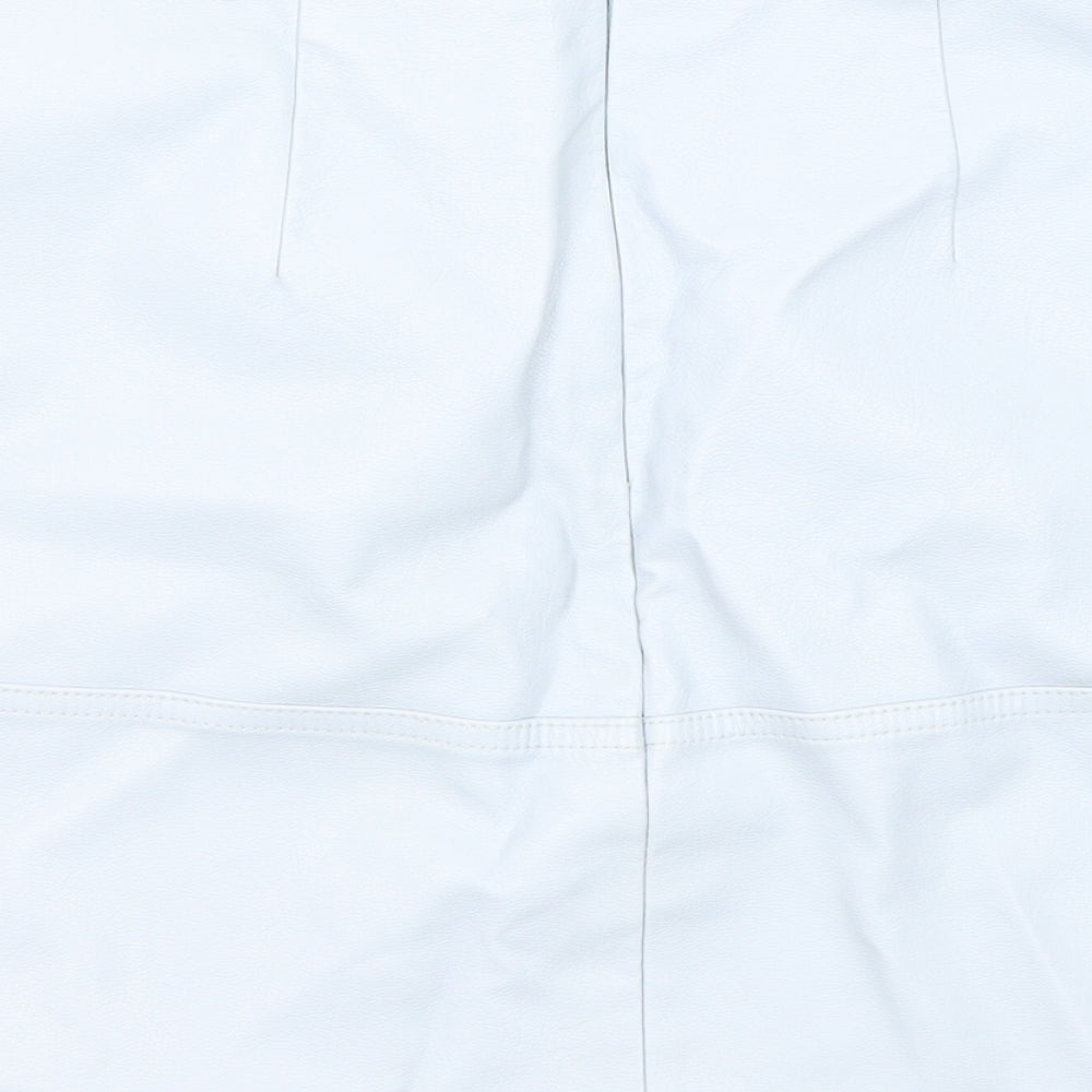 New Look Womens Blue Polyurethane A-Line Skirt Size 8 Zip