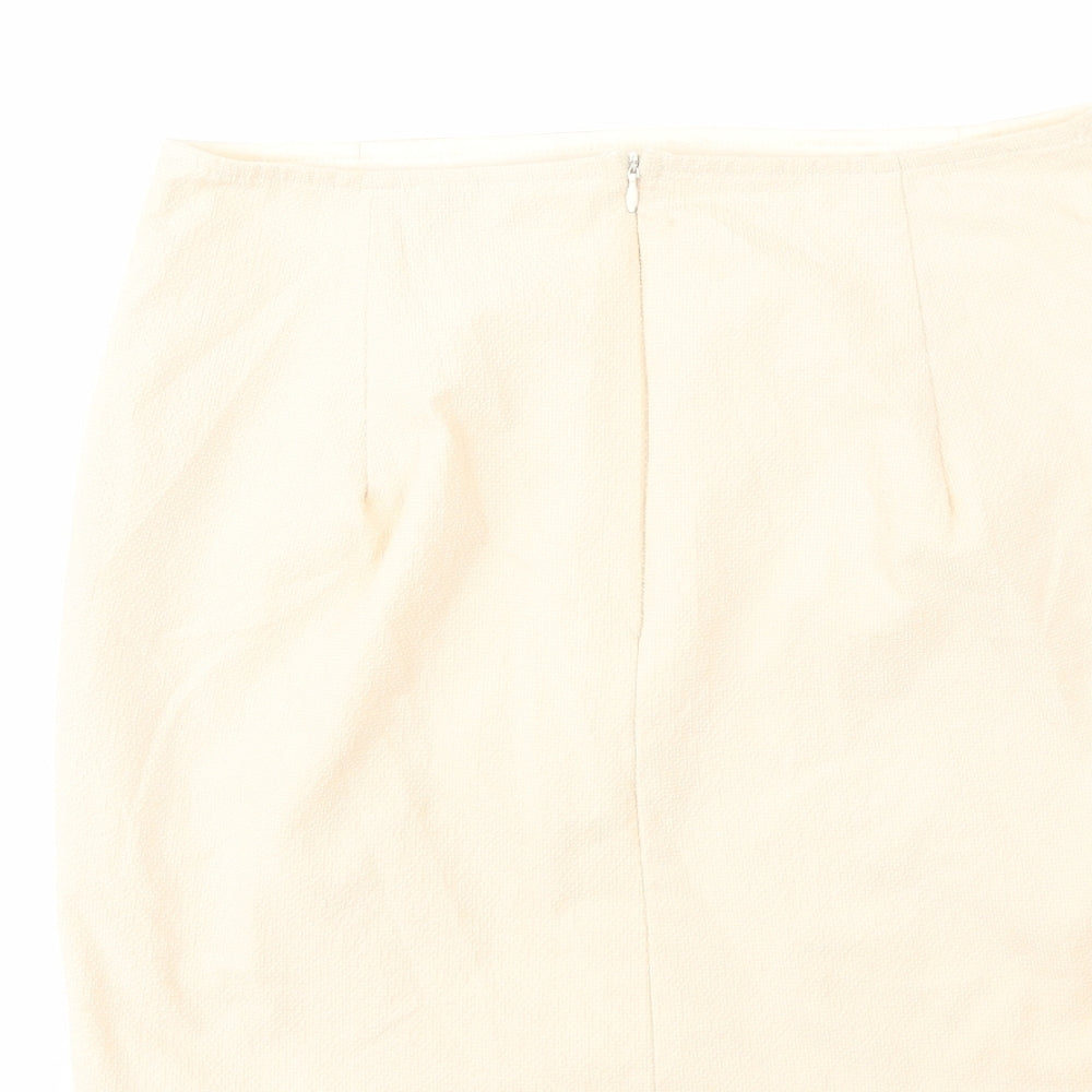 PRETTYLITTLETHING Womens Beige Polyester Mini Skirt Size 10 Zip
