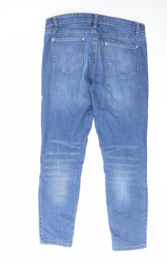 Rainbow Womens Blue Cotton Skinny Jeans Size 14 L29 in Regular Zip