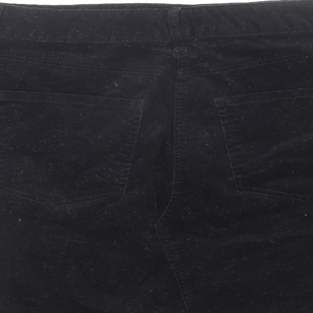 Marks and Spencer Womens Black Cotton A-Line Skirt Size 12 Zip