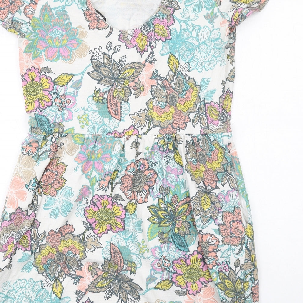 NEXT Womens Multicoloured Floral Cotton Mini Size 12 Round Neck Pullover