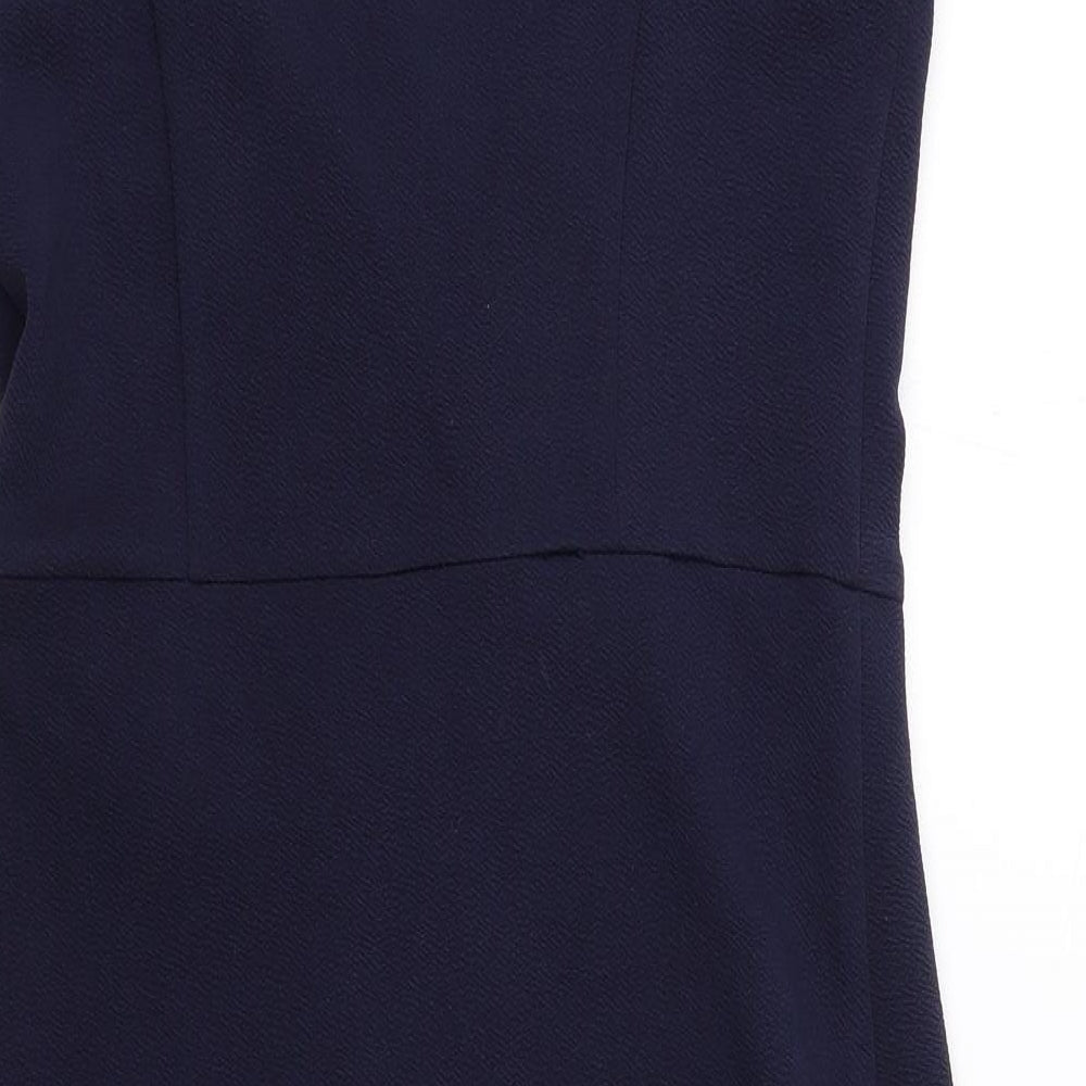 AX Paris Womens Blue Polyester Sheath Size 10 Off the Shoulder Pullover - Wrap Style