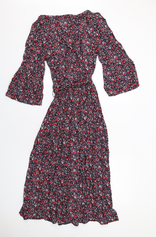 Gap Womens Multicoloured Floral Viscose A-Line Size XS V-Neck Pullover