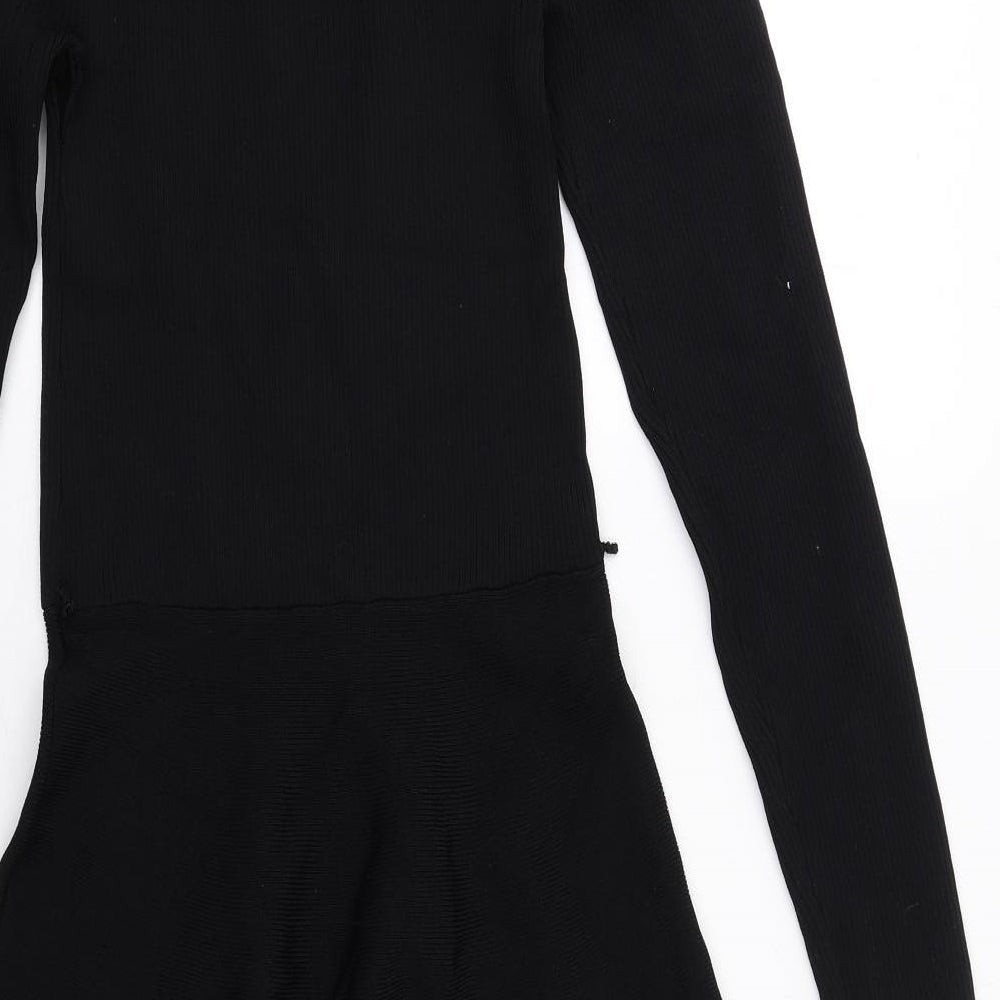 Coast Womens Black Polyamide Fit & Flare Size M Round Neck Pullover