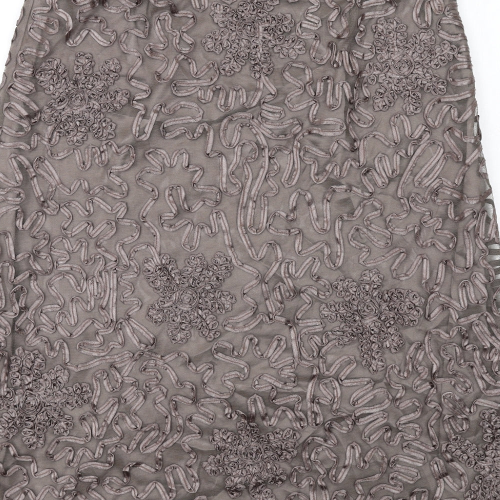 Autograph Womens Brown Geometric Polyester A-Line Skirt Size 12 Zip