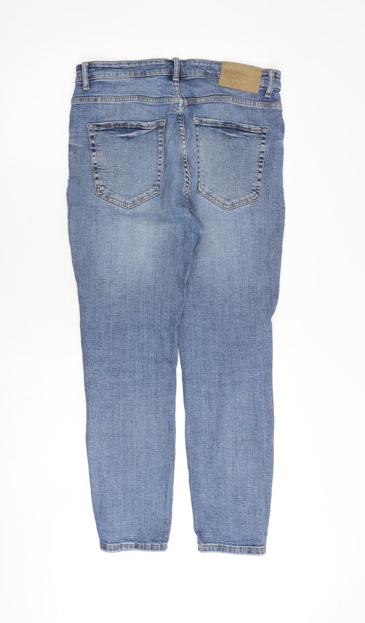 Pull&Bear Womens Blue Cotton Skinny Jeans Size 32 in L27 in Regular Zip