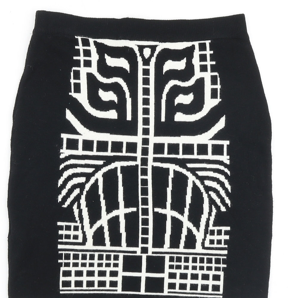 Apricot Womens Black Geometric Viscose Bandage Skirt Size 10